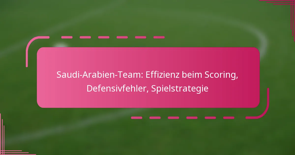 Saudi-Arabien-Team: Effizienz beim Scoring, Defensivfehler, Spielstrategie
