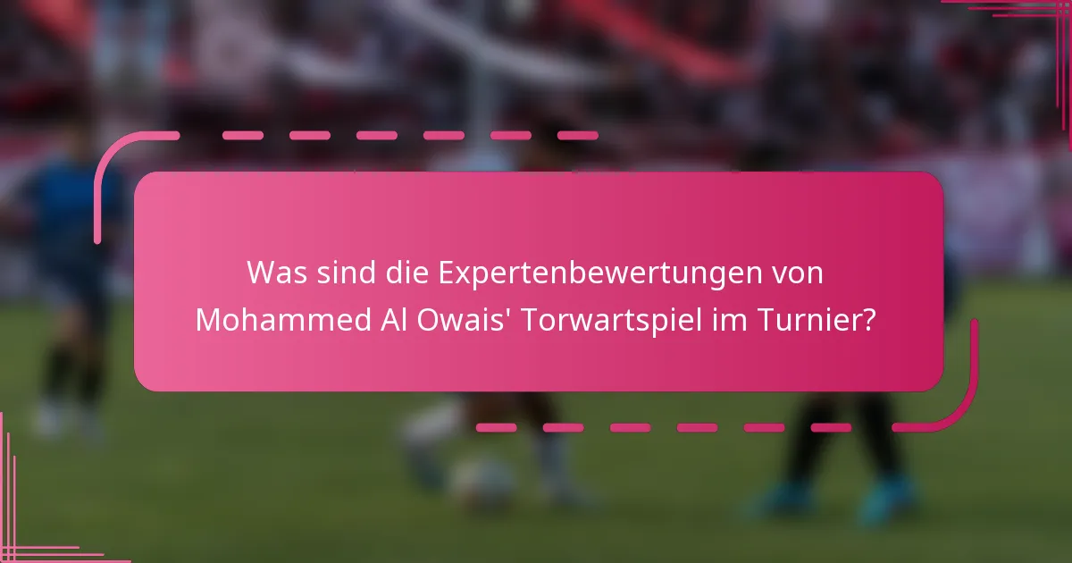 Was sind die Expertenbewertungen von Mohammed Al Owais' Torwartspiel im Turnier?
