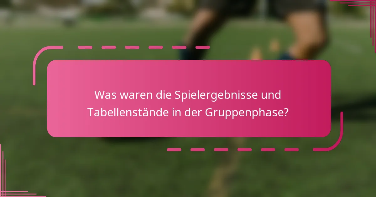 Was waren die Spielergebnisse und Tabellenstände in der Gruppenphase?