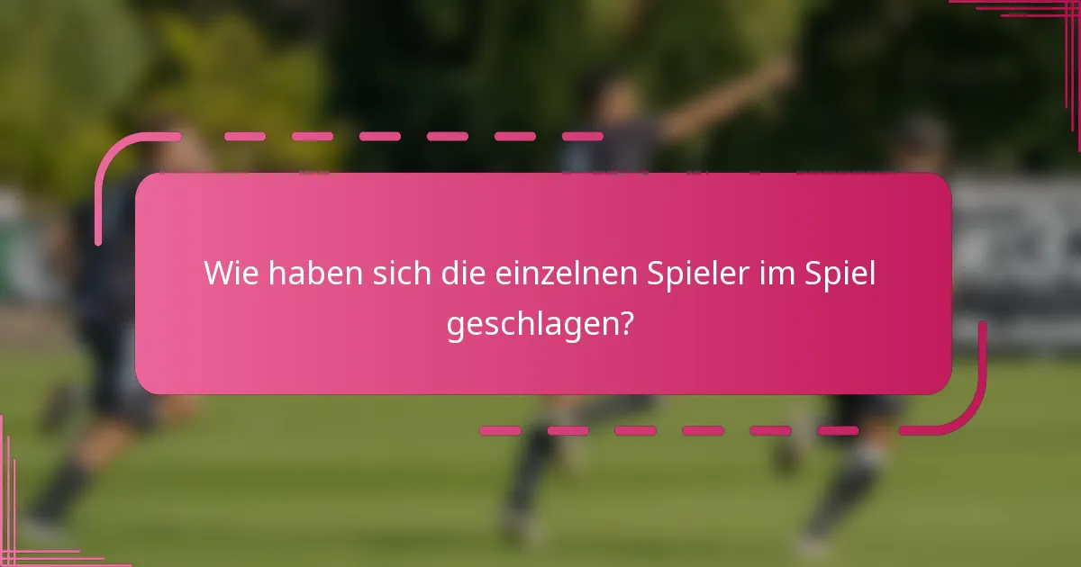 Wie haben sich die einzelnen Spieler im Spiel geschlagen?