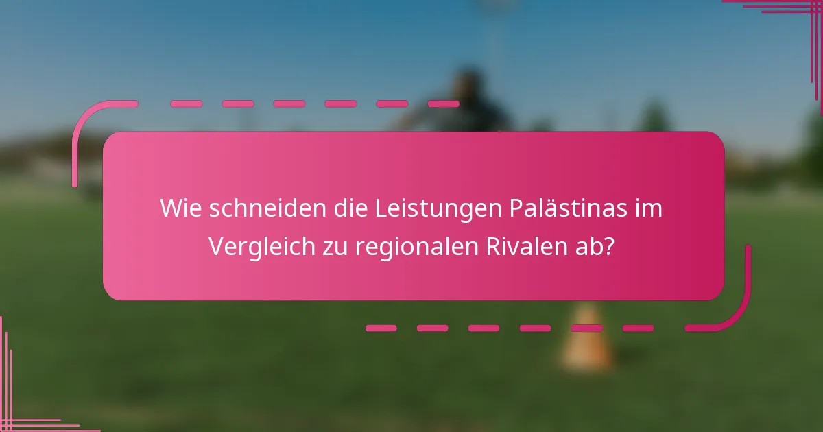 Wie schneiden die Leistungen Palästinas im Vergleich zu regionalen Rivalen ab?